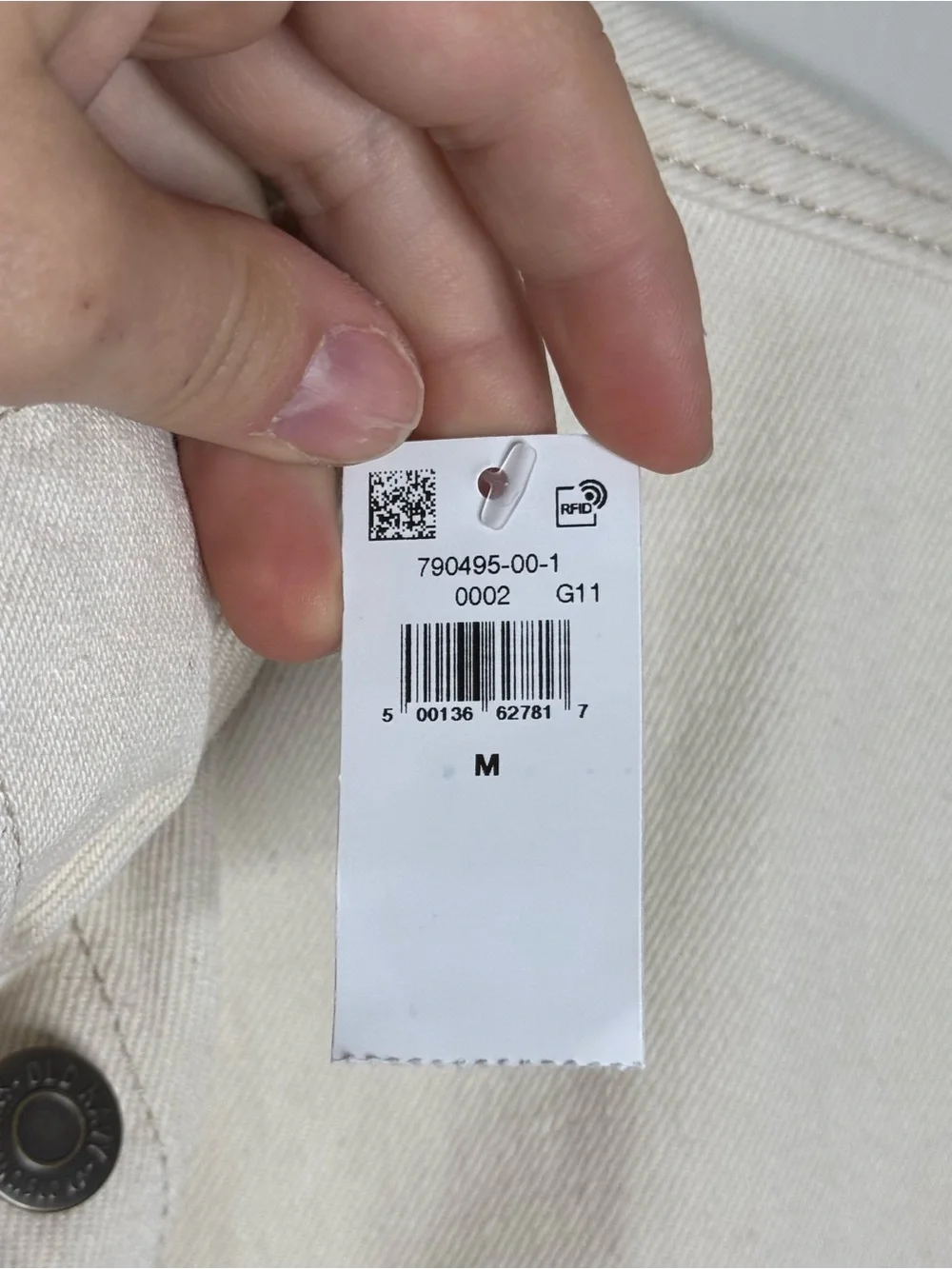 NWT Old Navy Oversized Studded Denim Trucker Jacket - Ecru/Cream